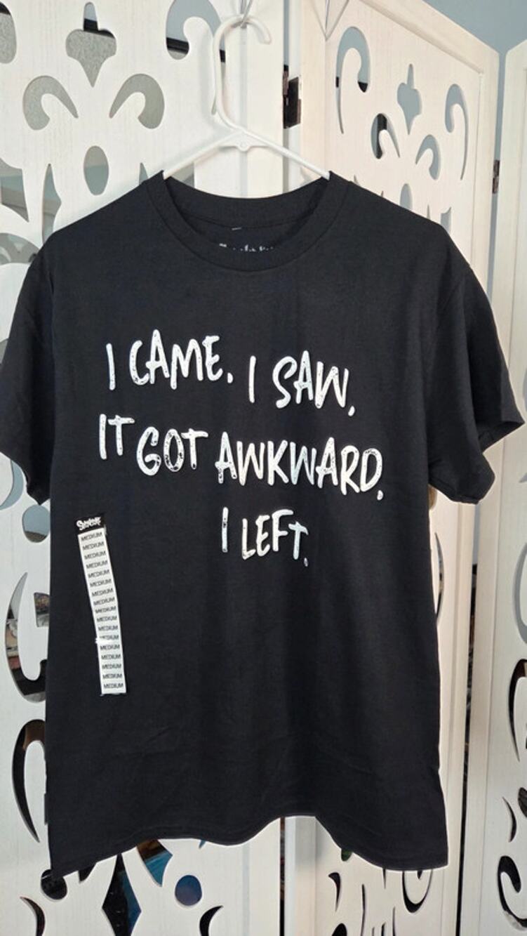 Spencer's I Came I Saw It Got Awkward I Left T-Shirt Medium NWT Funny Tee